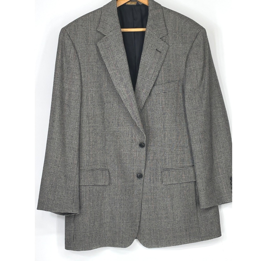 Brooks Brothers 346 Mens Blazer 42R Sport Coat Grey Glen Plaid Wool Preppy